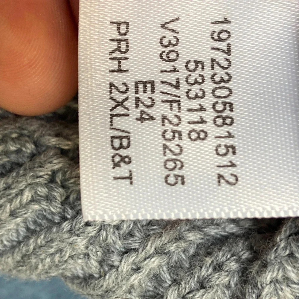 Lands' End Drifter Sweater Mens 2XL Gray Shaker Stitch Knit Cotton Raglan Sleeve